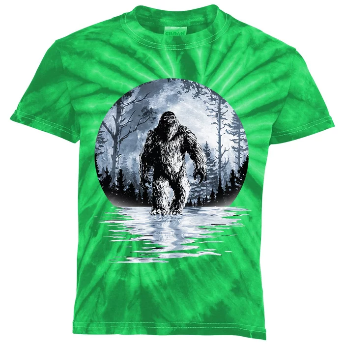 Women Bigfoot Moon Lunar Sasquatch Kids Tie-Dye T-Shirt