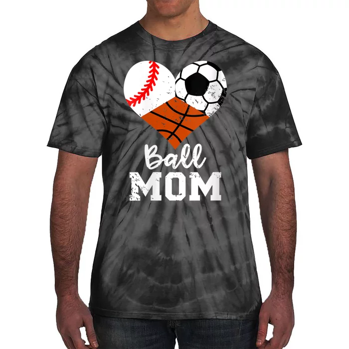 Wo Ball Mom Funny Baseball Soccer Basketball Mom V-Neck Tie-Dye T-Shirt