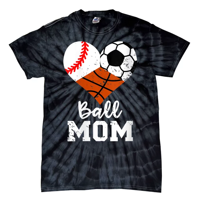 Wo Ball Mom Funny Baseball Soccer Basketball Mom V-Neck Tie-Dye T-Shirt