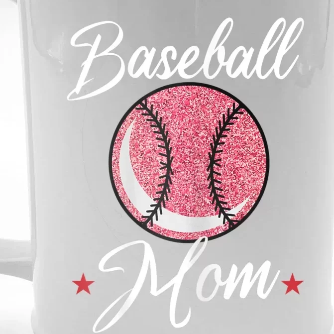 Womens Baseball Mom Cool Sport Mommy Mama Momma Wife Mother Front & Back Beer Stein