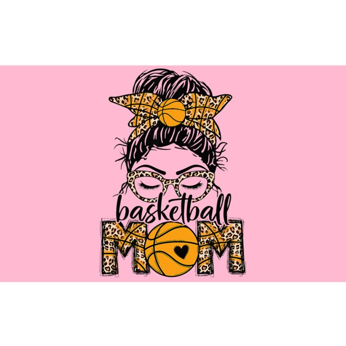 Women Basketball Mom Game Day Messy Bun Leopard Bleached Bumper Sticker