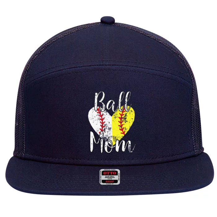 Women's Ball Mom Baseball Mama Team Sports Mother's Day 7 Panel Mesh Trucker Snapback Hat