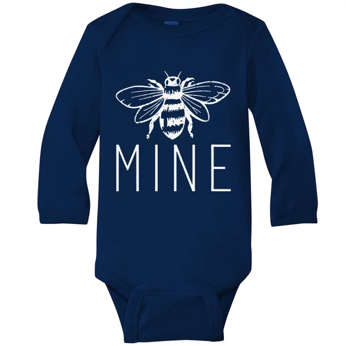 Women's BEE MINE Bumblebee Cute Retro Valentine's Day Baby Long Sleeve Bodysuit