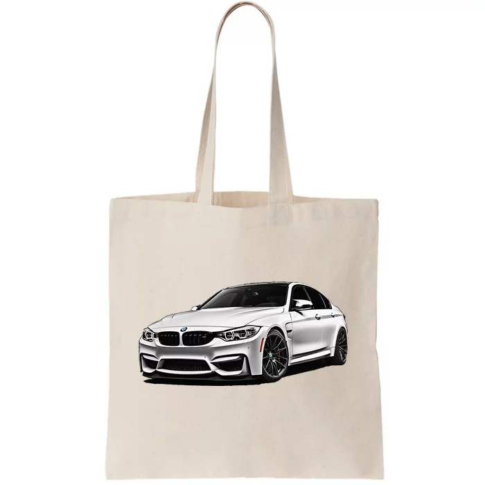 White Beamer M3m4 Sedan Sports Car Art M Series Tote Bag