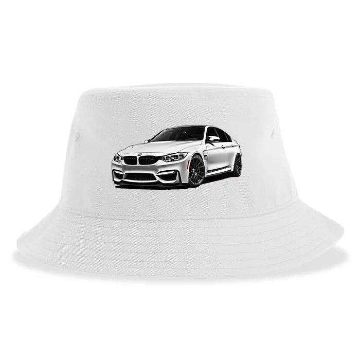 White Beamer M3m4 Sedan Sports Car Art M Series Sustainable Bucket Hat