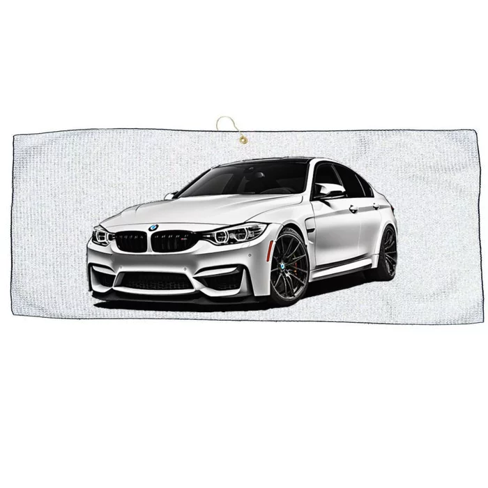 White Beamer M3m4 Sedan Sports Car Art M Series Large Microfiber Waffle Golf Towel