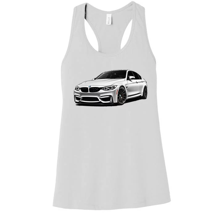 White Beamer M3m4 Sedan Sports Car Art M Series Women's Racerback Tank