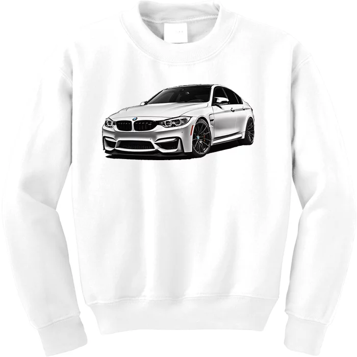 White Beamer M3m4 Sedan Sports Car Art M Series Kids Sweatshirt