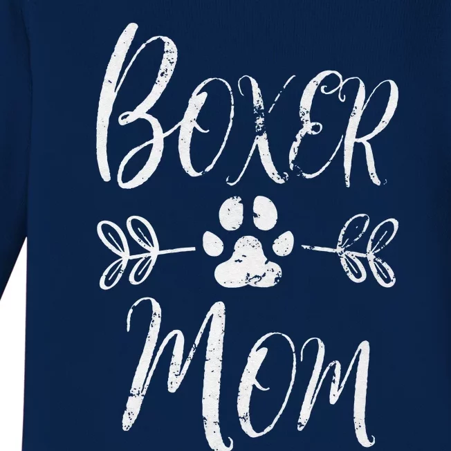 Womens Boxer Mom Boxer Dog Lover Owner Funny Boxer Dog Mom Baby Long Sleeve Bodysuit