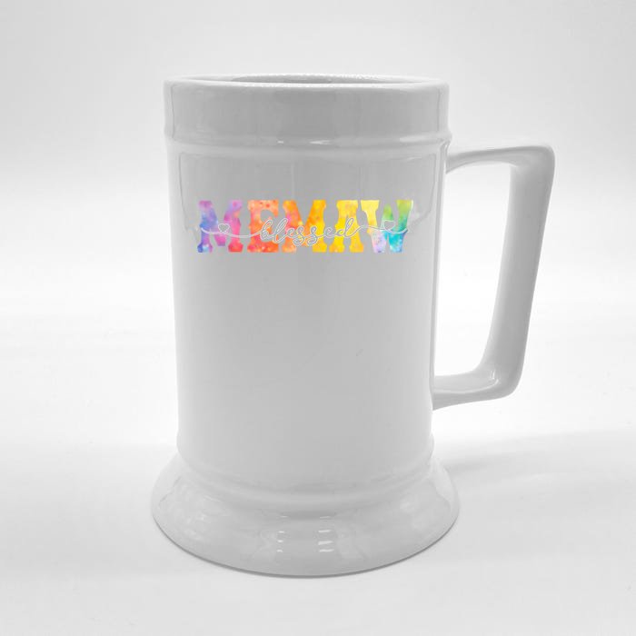 Wo Blessed Memaw Cute Colorful Hearts Memaw Gift Funny Gift Front & Back Beer Stein