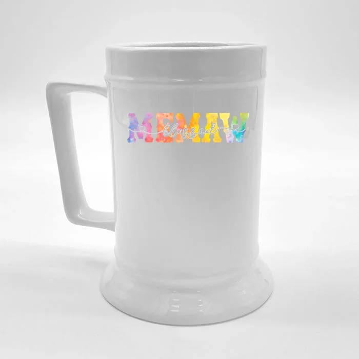 Wo Blessed Memaw Cute Colorful Hearts Memaw Gift Funny Gift Front & Back Beer Stein