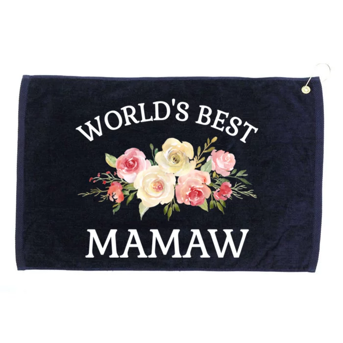 World's Best Mamaw Pink Watercolor Flower Bouquet Meaningful Gift Grommeted Golf Towel