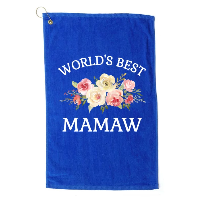 World's Best Mamaw Pink Watercolor Flower Bouquet Meaningful Gift Platinum Collection Golf Towel