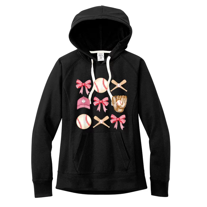 Women Baseball Mom Coquette Mothers Day Baseball Mama Gift Women's Fleece Hoodie