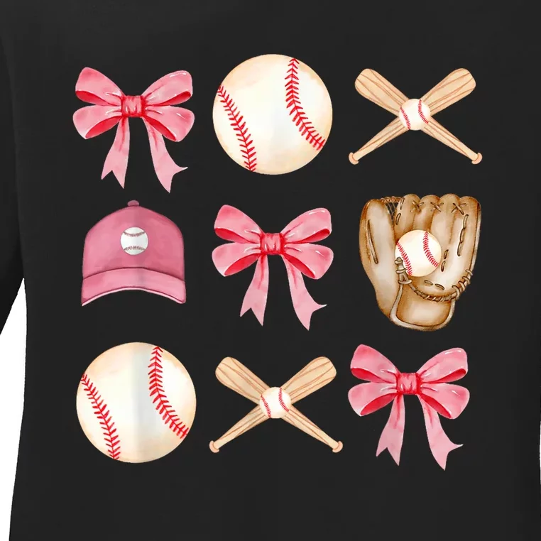 Women Baseball Mom Coquette Mothers Day Baseball Mama Gift Ladies Long Sleeve Shirt