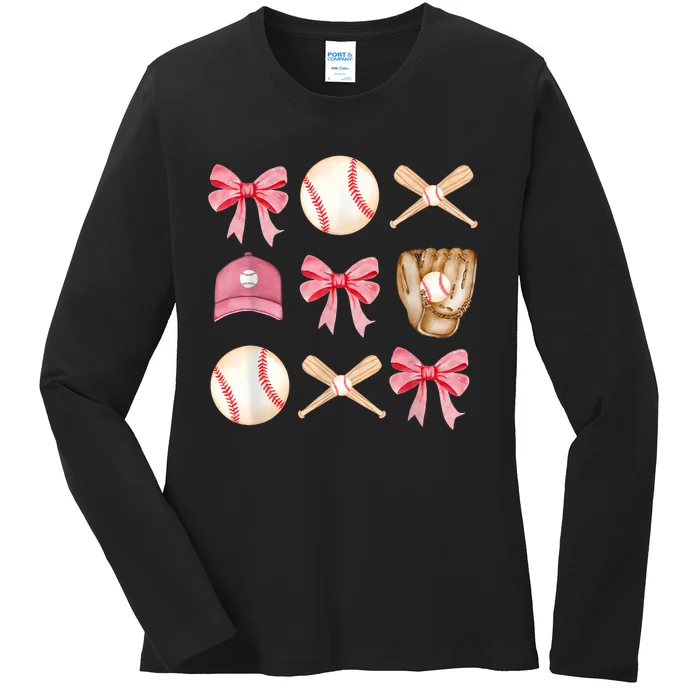 Women Baseball Mom Coquette Mothers Day Baseball Mama Gift Ladies Long Sleeve Shirt