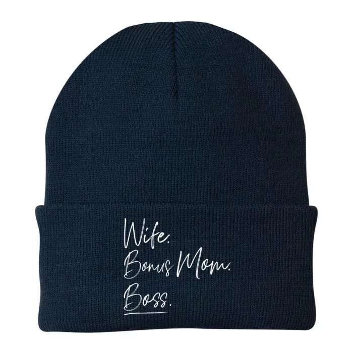 Wife Bonus Mom Boss Cute Gift Knit Cap Winter Beanie