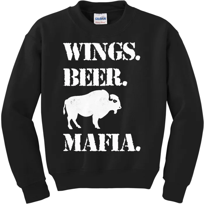 Wings Beer Mafia Buffalo Ny Buffalo Football Kids Sweatshirt