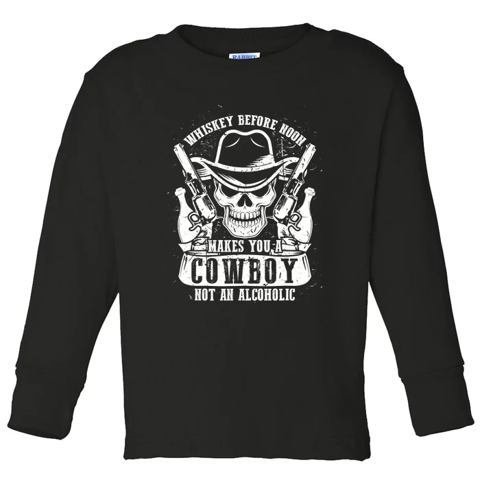 Whiskey before noon = Cow - Party Whisky Lover Toddler Long Sleeve Shirt