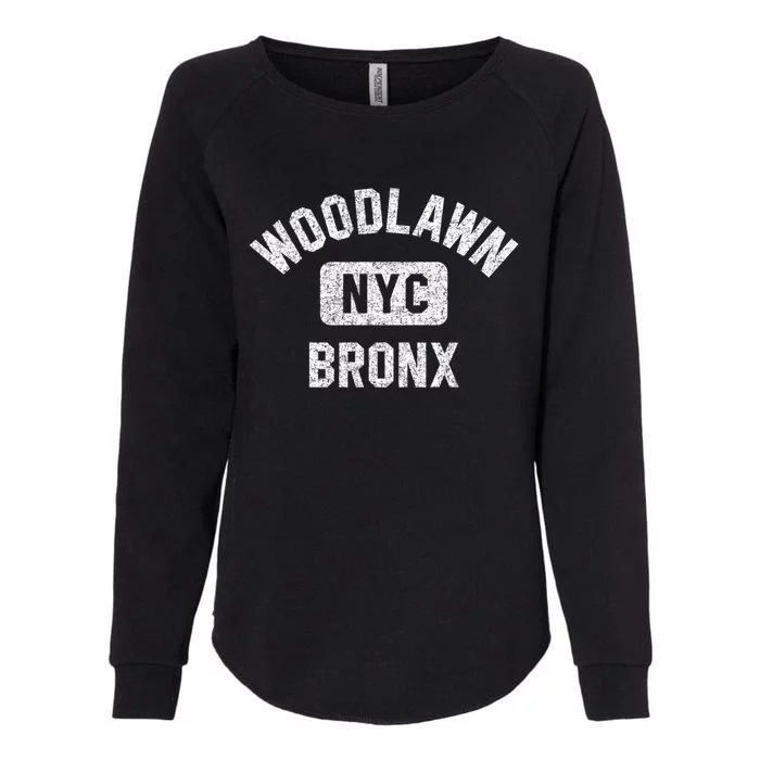 Woodlawn Bronx Nyc Gym Style Distressed White Print Gift Womens California Wash Sweatshirt