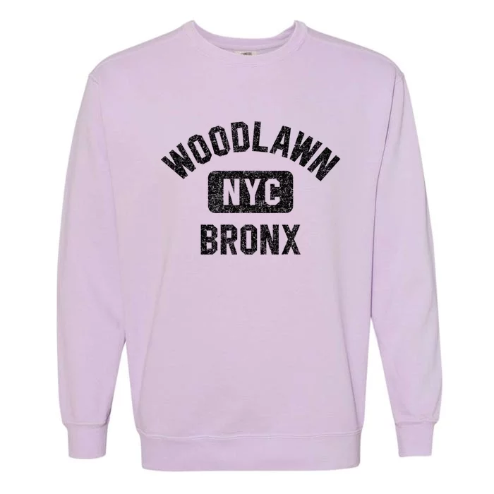 Woodlawn Bronx Nyc Gym Style Distressed White Print Gift Garment-Dyed Sweatshirt