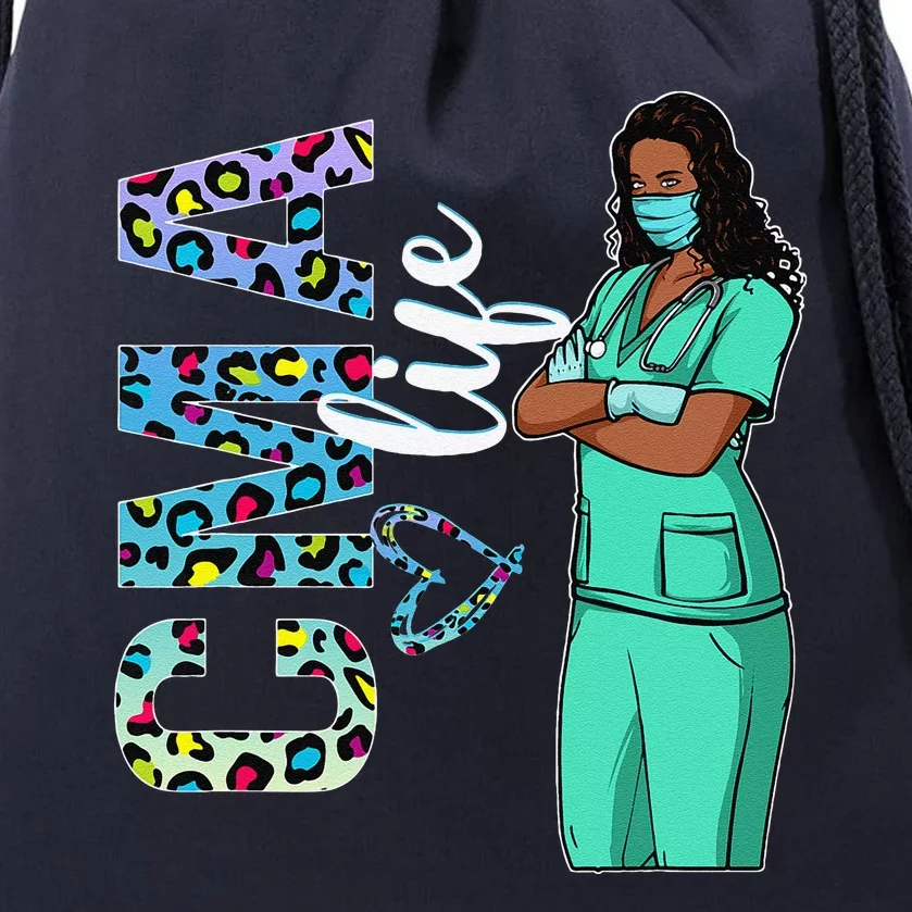 Womens Black Nurse Uniform Afro African CMA Nurse Day Drawstring Bag