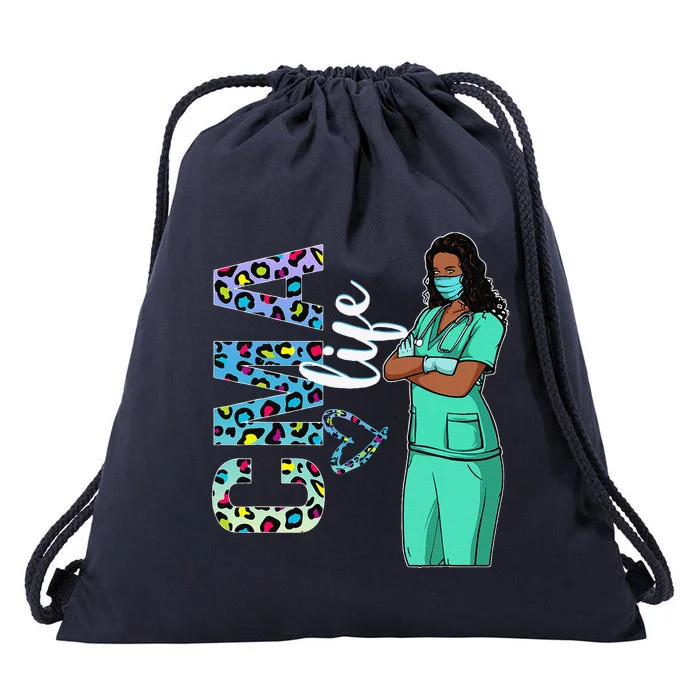 Womens Black Nurse Uniform Afro African CMA Nurse Day Drawstring Bag