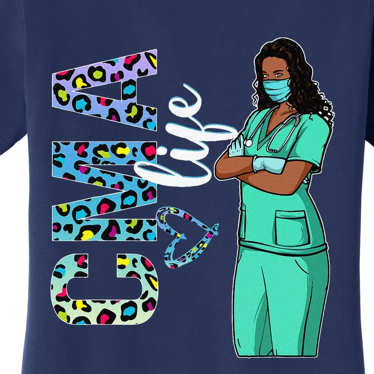 Womens Black Nurse Uniform Afro African CMA Nurse Day Women's T-Shirt