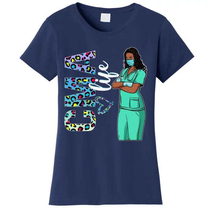 Womens Black Nurse Uniform Afro African CMA Nurse Day Women's T-Shirt