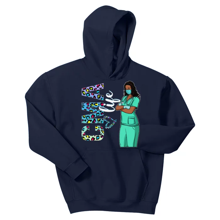 Womens Black Nurse Uniform Afro African CMA Nurse Day Kids Hoodie