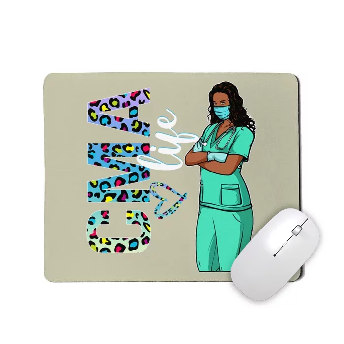 Womens Black Nurse Uniform Afro African CMA Nurse Day Mousepad