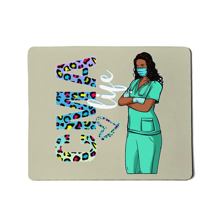 Womens Black Nurse Uniform Afro African CMA Nurse Day Mousepad