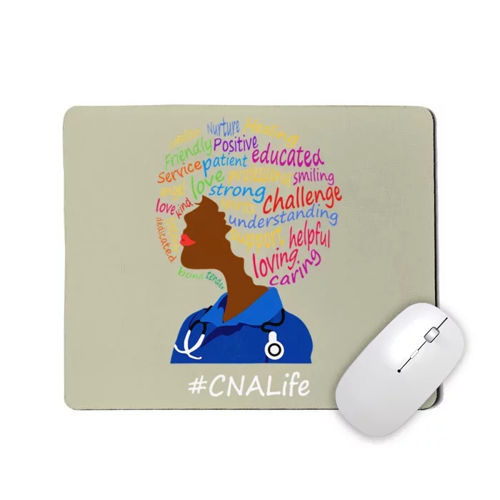 Womens Black Nurse Uniform Afro African CNA Life Nurses Day Mousepad