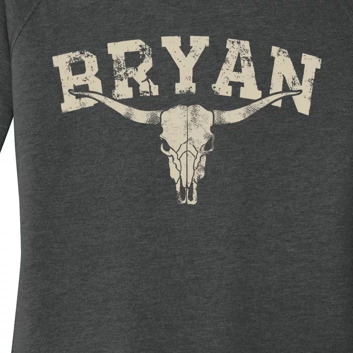 Western Bullskull Name Bryan Vintage Women's Perfect Tri Tunic Long Sleeve Shirt