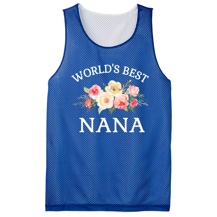 World's Best Nana Pink Watercolor Flower Bouquet Gift Mesh Reversible Basketball Jersey Tank