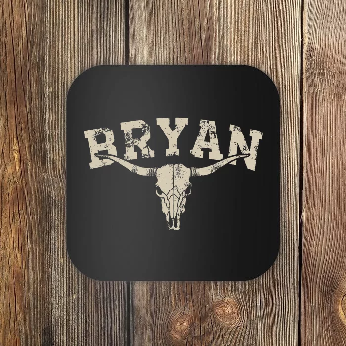 Western Bullskull Name Bryan Vintage Coaster