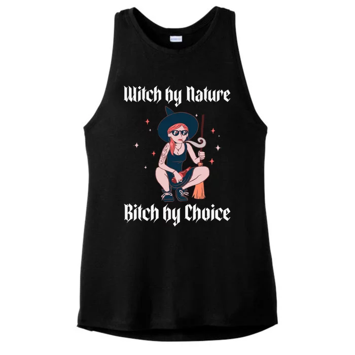 Witch By Nature Bitch By Choice Funny Halloween Witch Quote Cool Gift Ladies Tri-Blend Wicking Tank