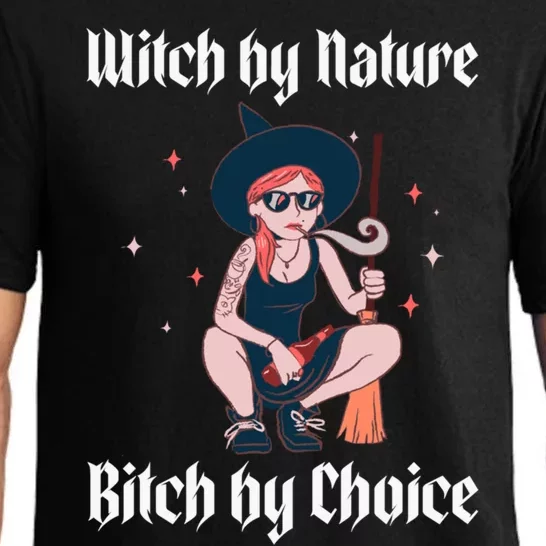 Witch By Nature Bitch By Choice Funny Halloween Witch Quote Cool Gift Pajama Set