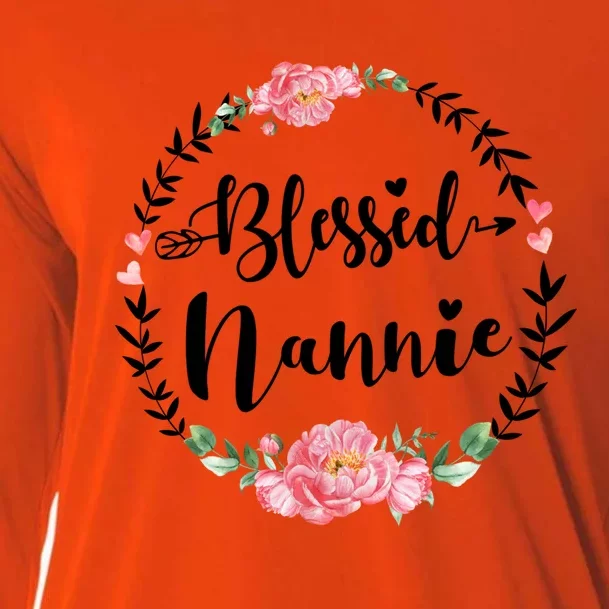 Wo Blessed Nannie Cute Flower Nannie Gift Great Gift Cooling Performance Long Sleeve Crew