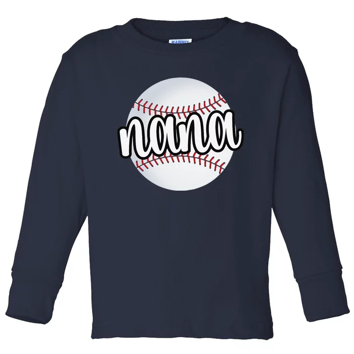 Womens Baseball Nana Proud Baseball Grandma Nana Toddler Long Sleeve Shirt