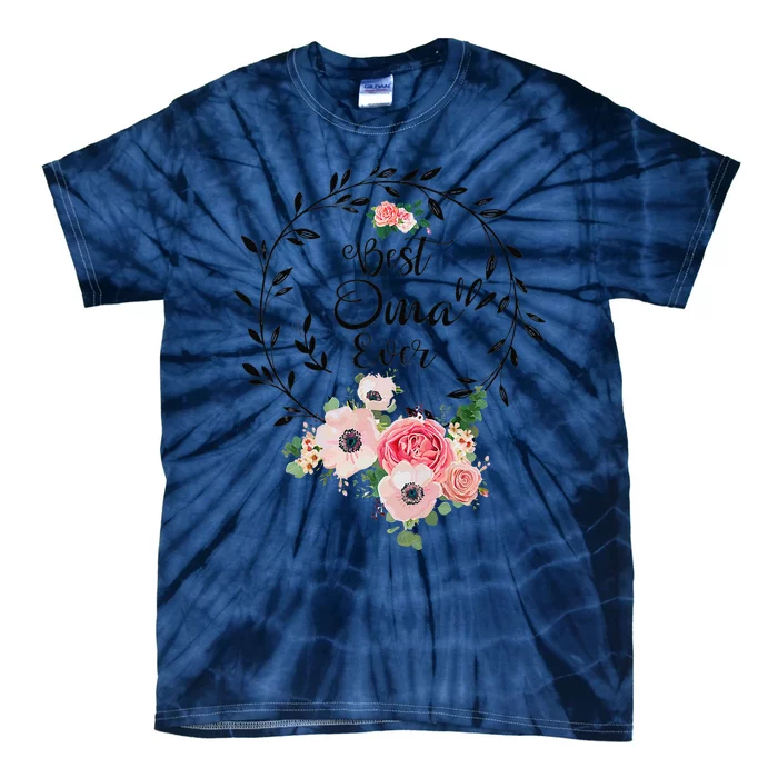 Womens Best Oma Ever Floral Decoration Grandma Tie-Dye T-Shirt