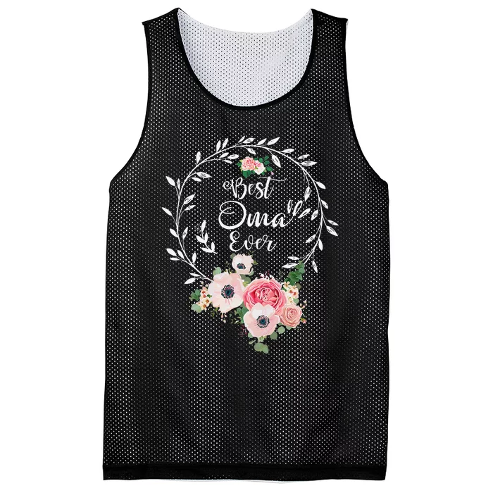 Womens Best Oma Ever Floral Decoration Grandma Mesh Reversible Basketball Jersey Tank