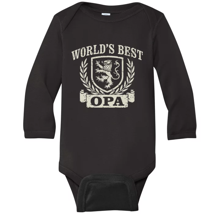 WorldS Best Opa Vintage Crest Grandpa Baby Long Sleeve Bodysuit