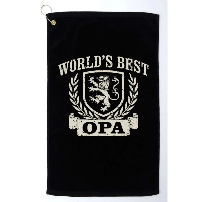 WorldS Best Opa Vintage Crest Grandpa Platinum Collection Golf Towel