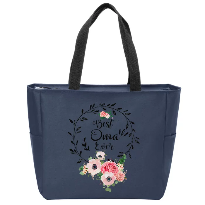 Womens Best Oma Ever Floral Decoration Grandma Love Zip Tote Bag