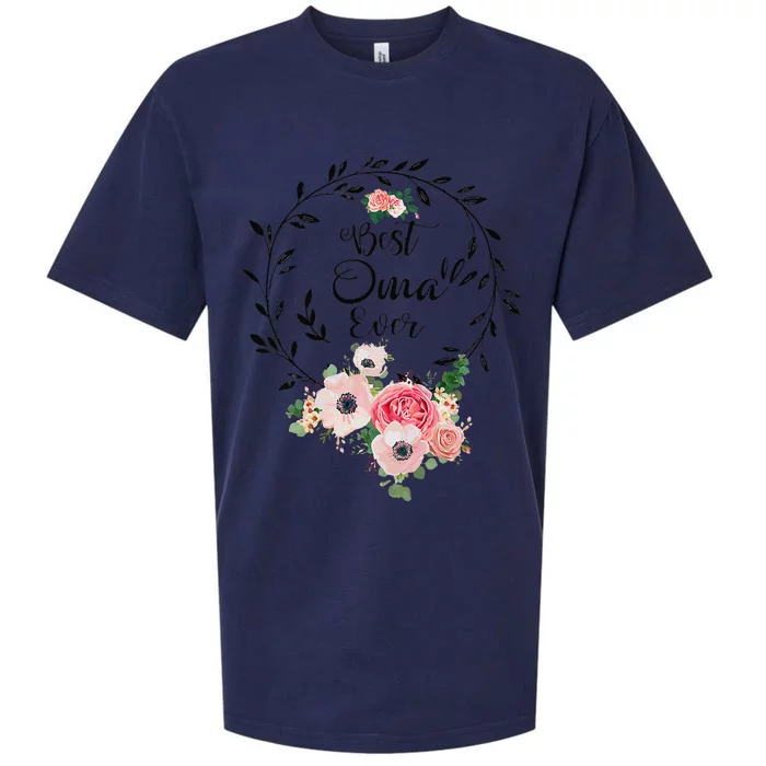 Womens Best Oma Ever Floral Decoration Grandma Love Sueded Cloud Jersey T-Shirt