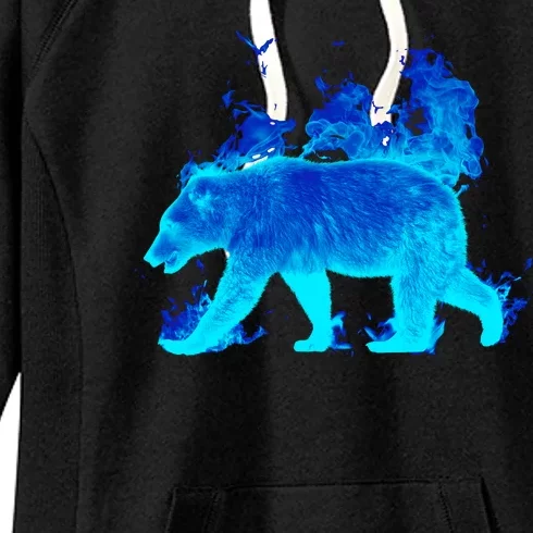 Wild Bear On Fire Women's Fleece Hoodie