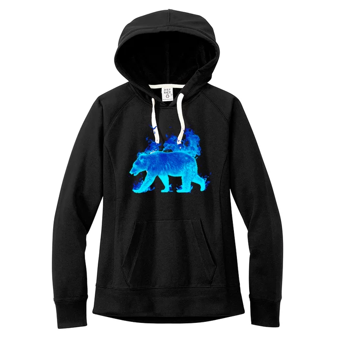 Wild Bear On Fire Women's Fleece Hoodie