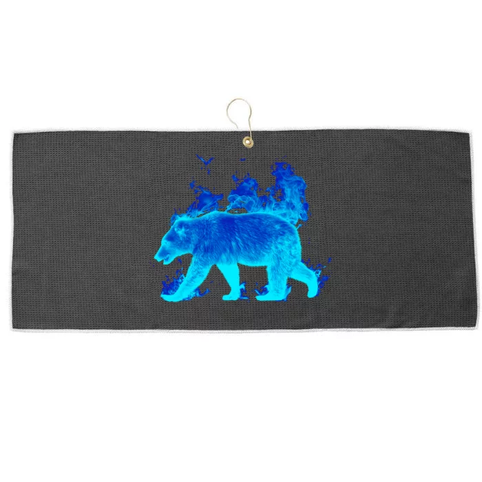 Wild Bear On Fire Large Microfiber Waffle Golf Towel