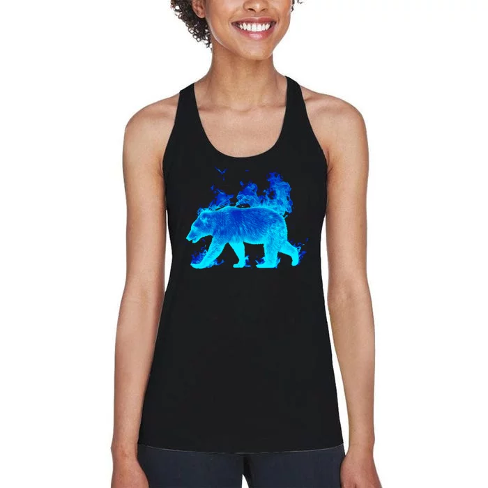 Wild Bear On Fire Women's Racerback Tank